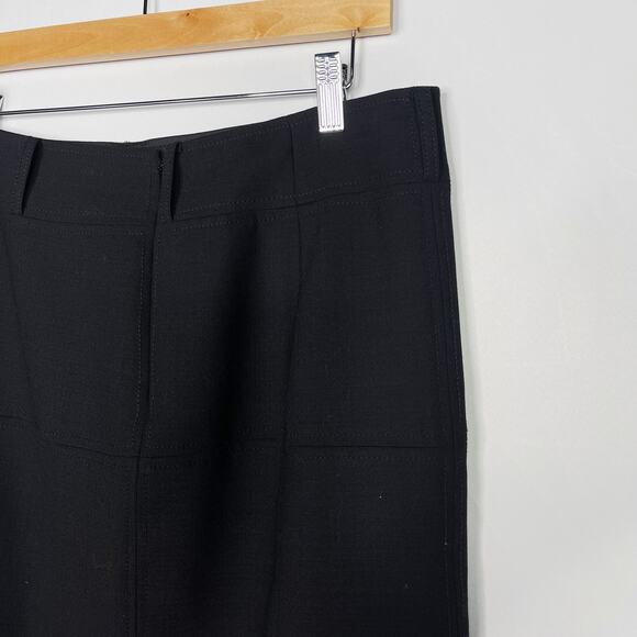 Tory Burch Size 8 Black Wool Stretch Pencil Skirt Seamed Detail Straight Fit - Picture 4 of 9